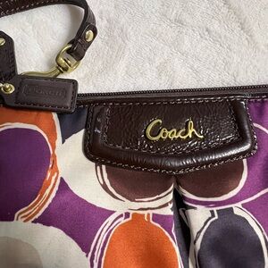 Coach Purple and Orange Shoulder Bag with Signature Monogram
